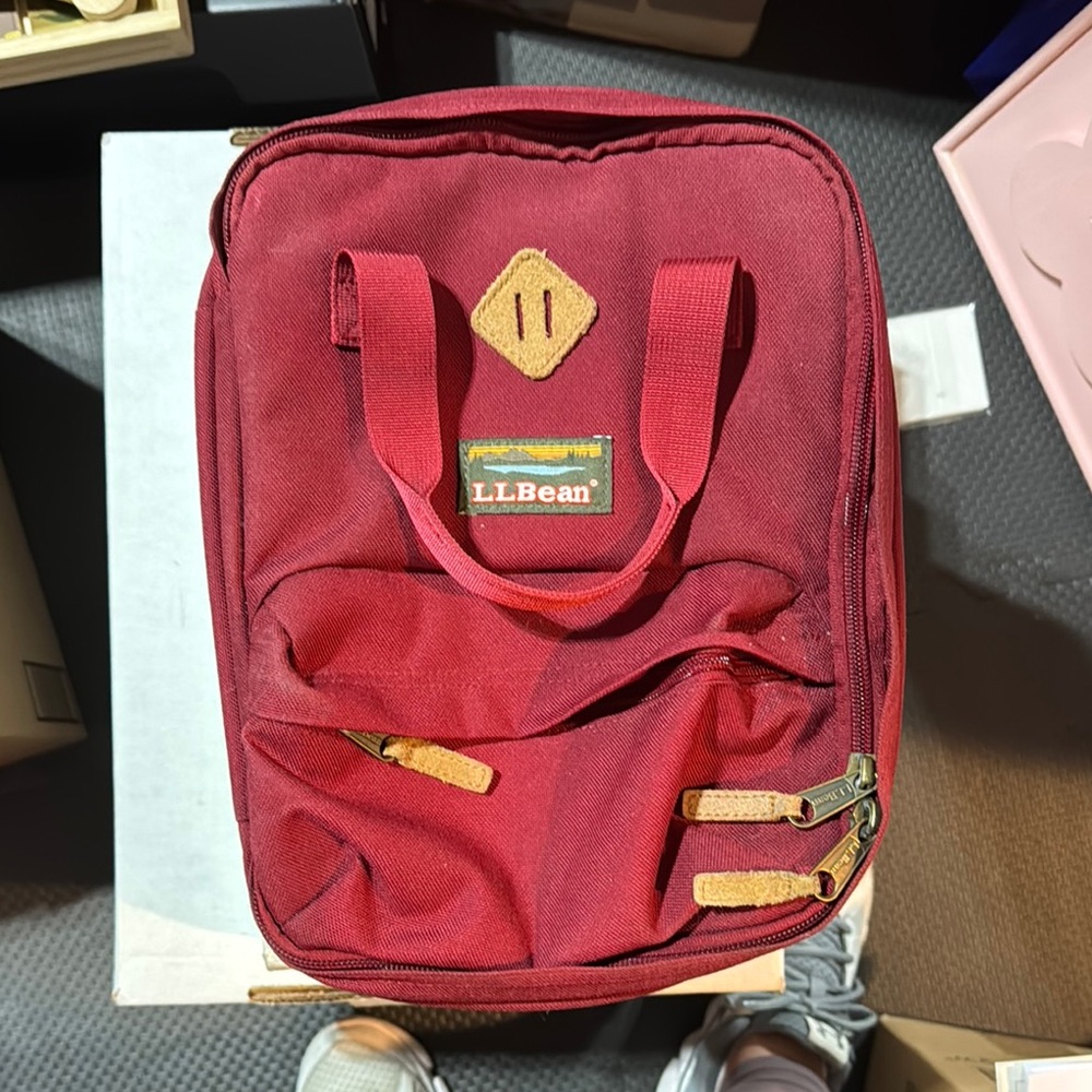 L.L. Bean Red Backpack Durable Canvas Classic Design